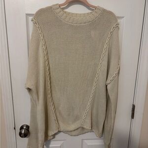 Very J Cream Cable Knit Sweater